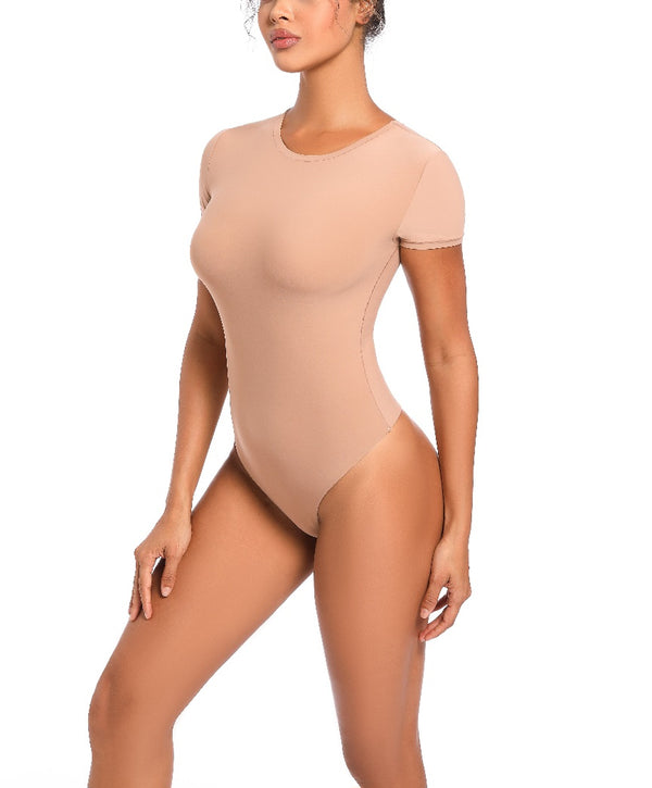 High Neck Short Sleeve Bodysuit | Seamless Thong AU